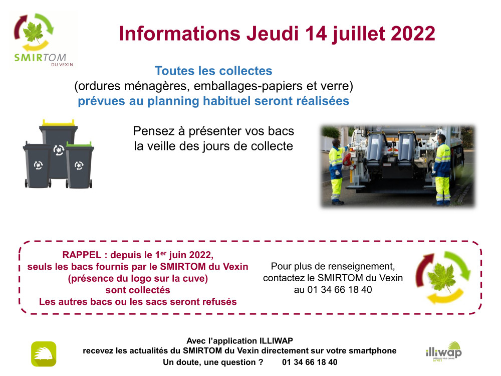 smirtom collectes 14 juillet maintenues internet